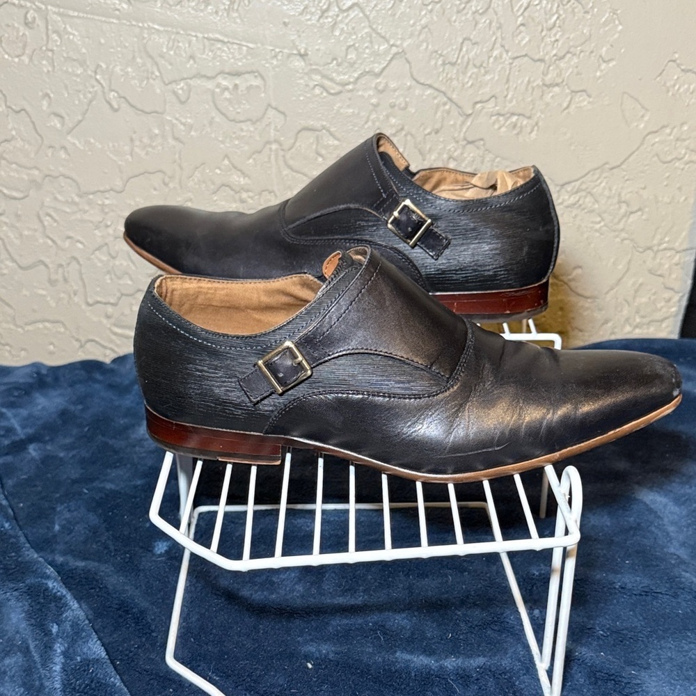 Aldo Single Monk Strap Black Leather Men's Dress Shoes 10